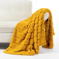 New Class A Rex Rabbit Hair Imitation Fur Rabbit Fleece Blanket Multifunctional Quilt Cover Blanket Leisure Blanket - Jiang Huang, 130x160cm