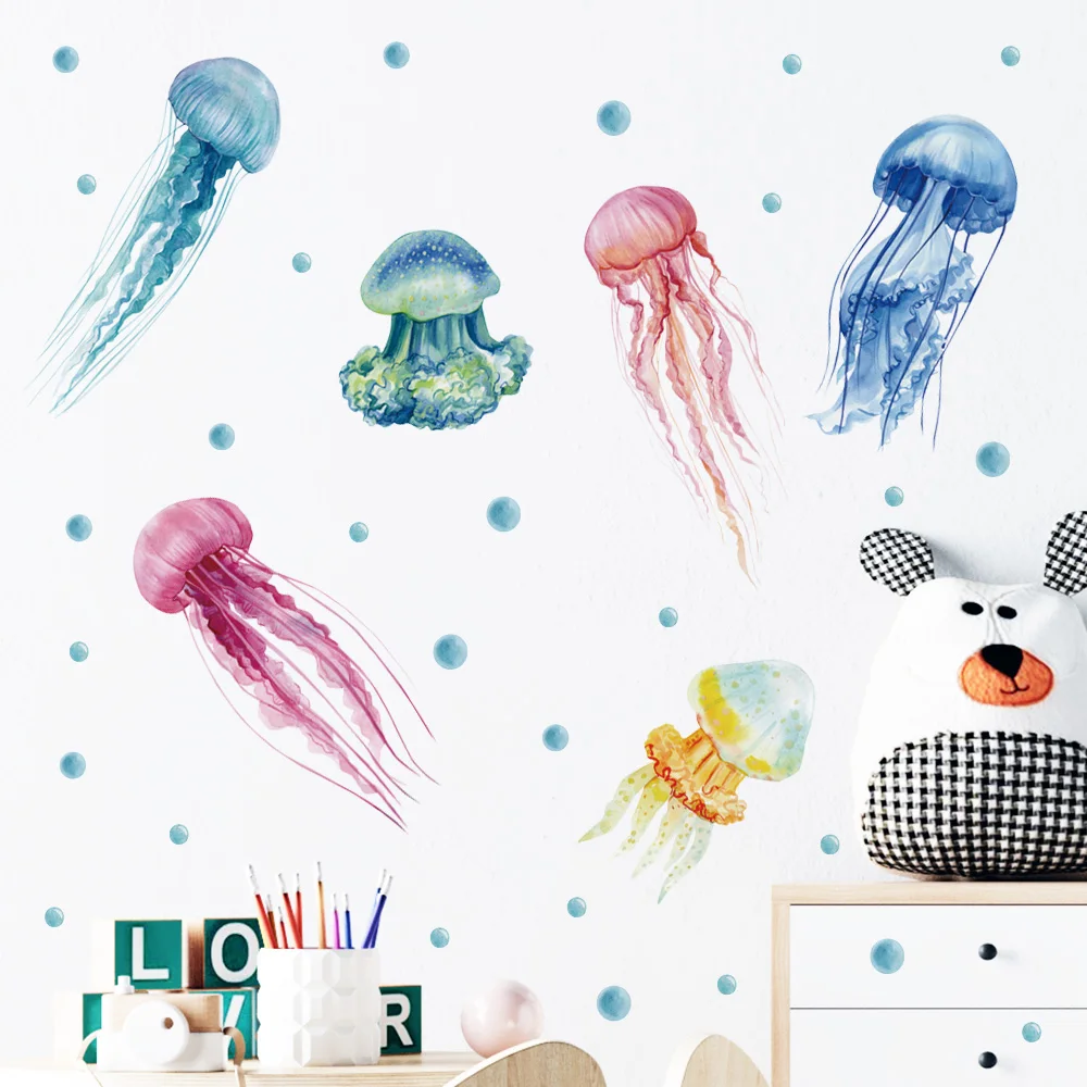 Multicolor Jellyfish Wall Stickers for Home Room Decor Removable PVC for Kids room Bathroom Nursery for Wall Stickers Luminous Wall Stickers Vinyl Decal Stickers