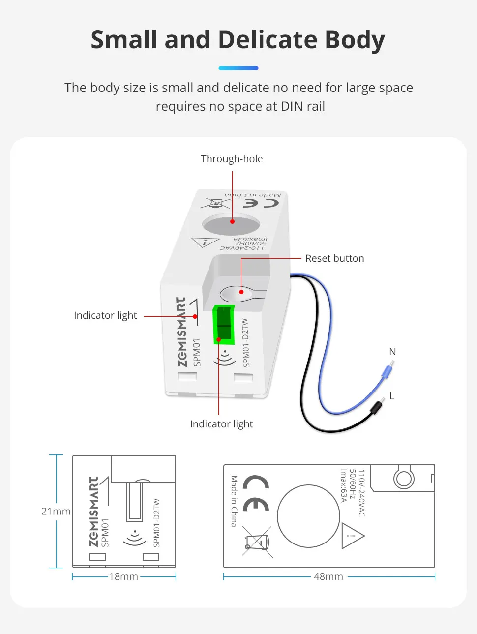 Zigbee WiFi Energy Meter Smart Power Consumption Monitor Work with Tuya Smart Li