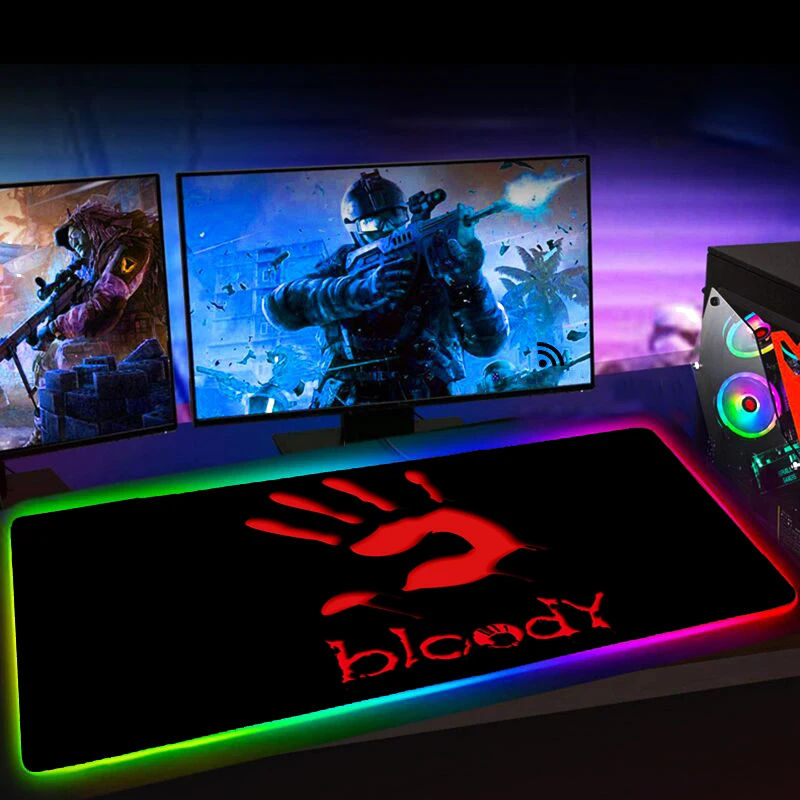 Rgb Bloody Mousepad 60X30 Computer Gaming Accessiores Mouse Pad Anime XXL 40X90 Mause Pad LED Backlit Mat Keyboard Pad Mausepad