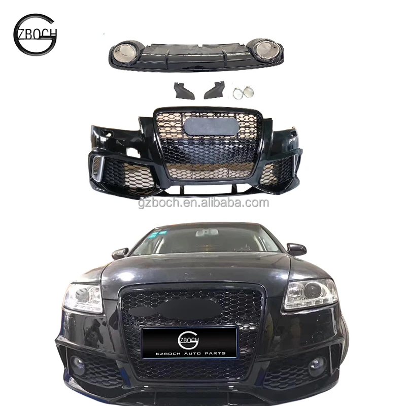 

RS6 car accessories for Audis 2005 2006 2007 2008 2009 2010 2011 2012 A6 upgrade to RS6 Body kit front bumper rear lip