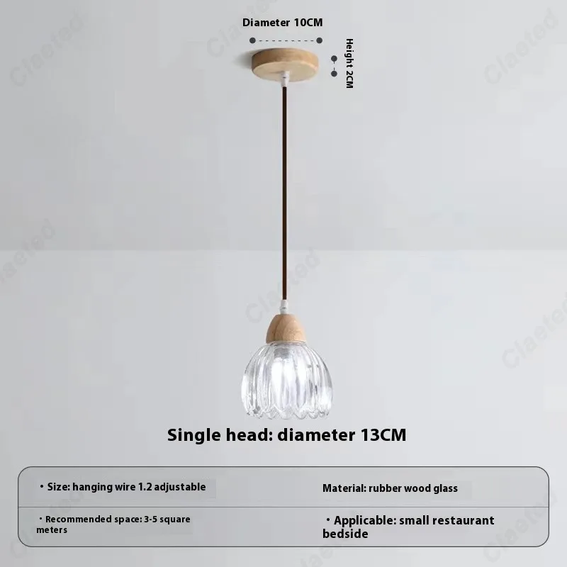 Description Picture 6 of itemLED Retro E27Wooden Art Headboard Glass Pendant Light Flower Pendant Light Living Room Dining Room Staircase Glass Ceiling Light