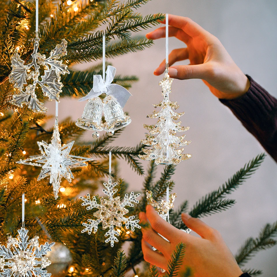 24 Adornos Navideños Transparentes En Forma De Carámbano - Decoración Para Árbol De Navidad, 20 Cm