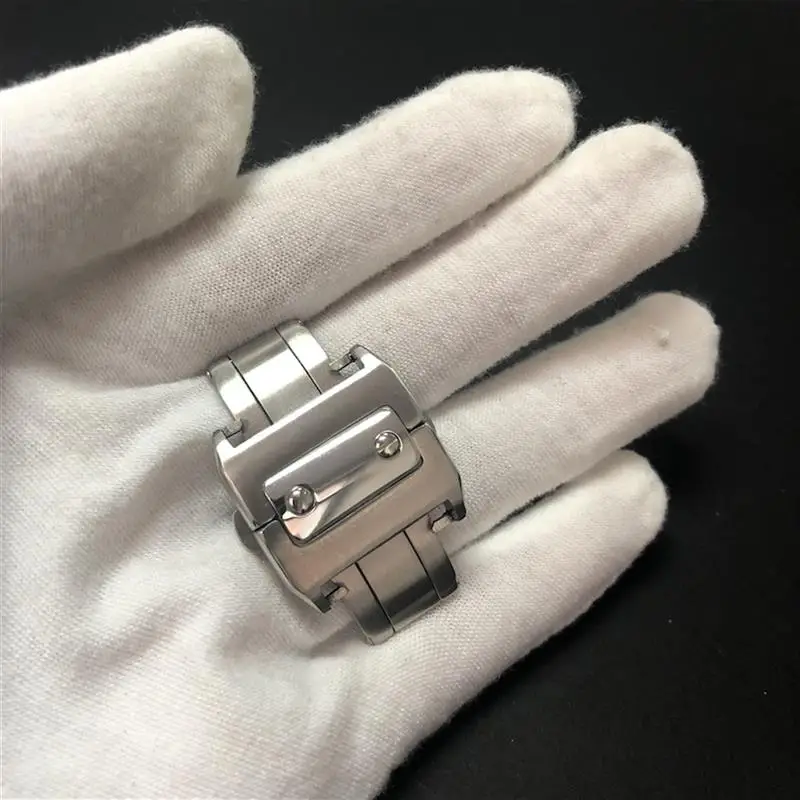 SCHIK 18 21mm Solid Stainless Steel Double Click Clasp For Cartier Santos Watchband Metal Buckle Metal