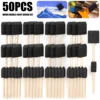 50Pcs Foam Brush Painting Sponge Tool with Handle Wood Grip Lightweight DIY Sponge Paint Pens for Acrylics Painting DIY Crafts 1
