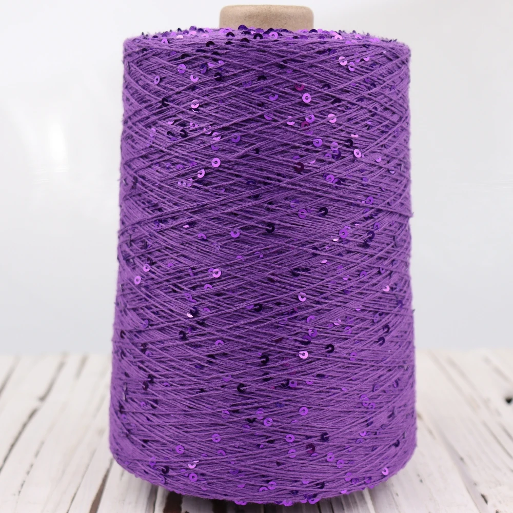  Блэк пряжа 500g 4000M 3mm Sequin cotton yarn DIY Knitted decoration Hand crochet KNITTING YARN 6