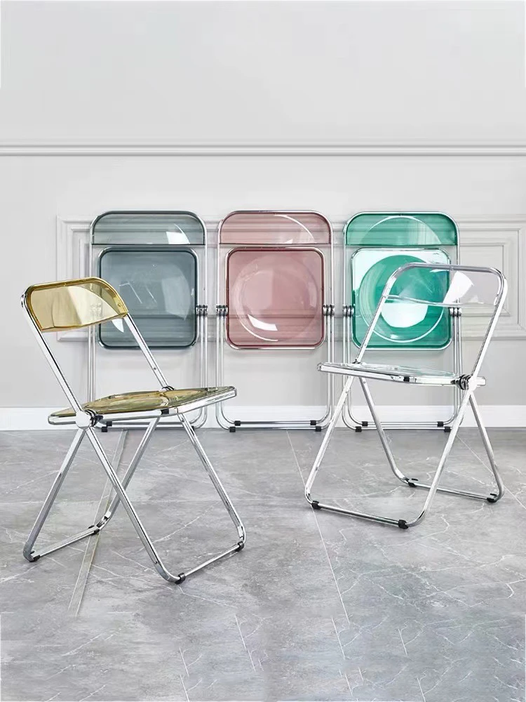 

Folding Chair 250KG Dining Chair Modern Simple Household Business Chair Transparent Chair Acrylic Foldable Chair Backrest Stool