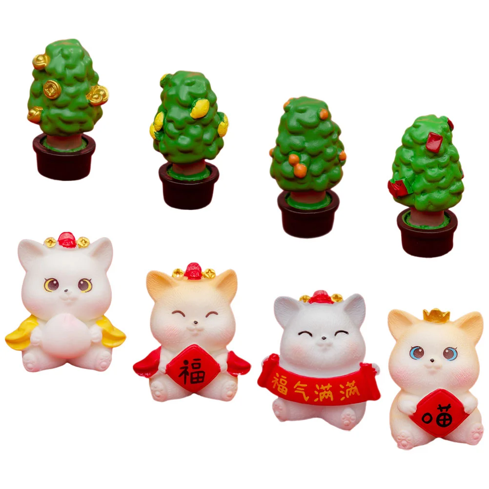 

Lucky Kitten Potted Plant Resin Statue Tiny Animals Decorations Mini Fortunate Cat Figurines Miniature Figures