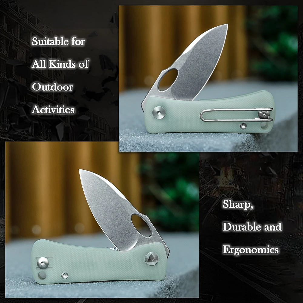 TRIVISA Folding Pocket Small Knife with Clip，Mini EDC Knife for Men,2.04”14C28N Steel Blade，G10 Handle for Women Camping Tools 6