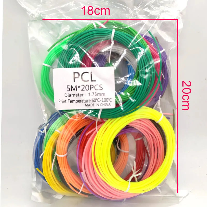 PCL Filament, Low Temperature 3D Pen Filament 1.75MM,Suitable For Low Temperature 3D Pen, Bright Colors, No Repetition