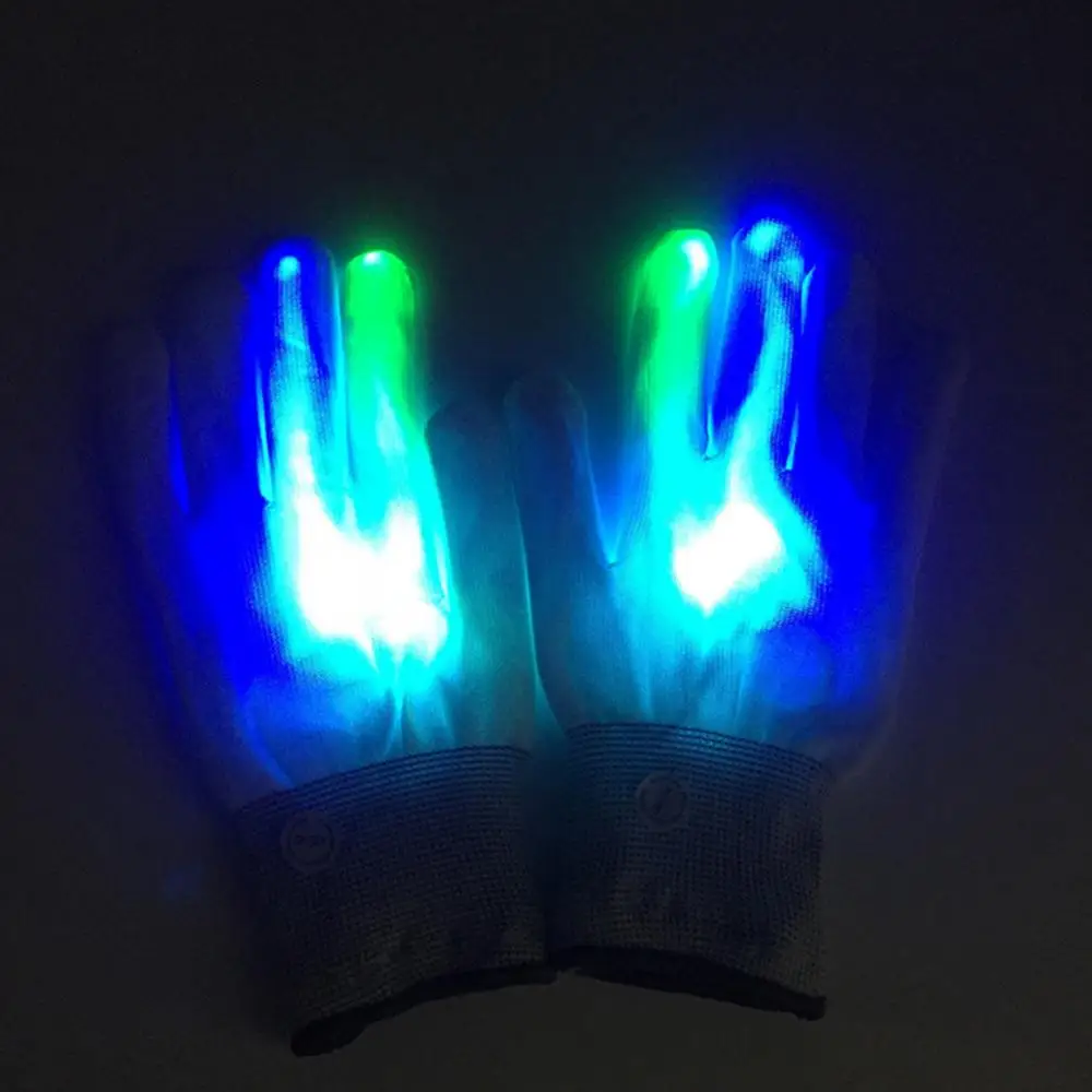 Dropshipping!! 2Pcs Colorful LED Glowing Gloves Elastic Kids Party Stage Performance Props