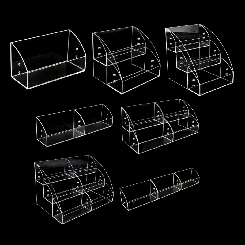 

Clear Display Risers Stand 1 2 3 Tiers Acrylic Display Shelf Stand with Dividers
