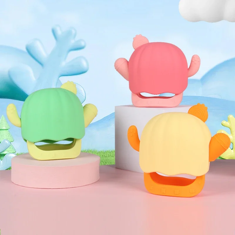 Cartoon Cactus Baby Teether Gloves Pacifier Kids Teething Silicone Baby Denta l Care Anti-eating Hand Teether Infant Accessories