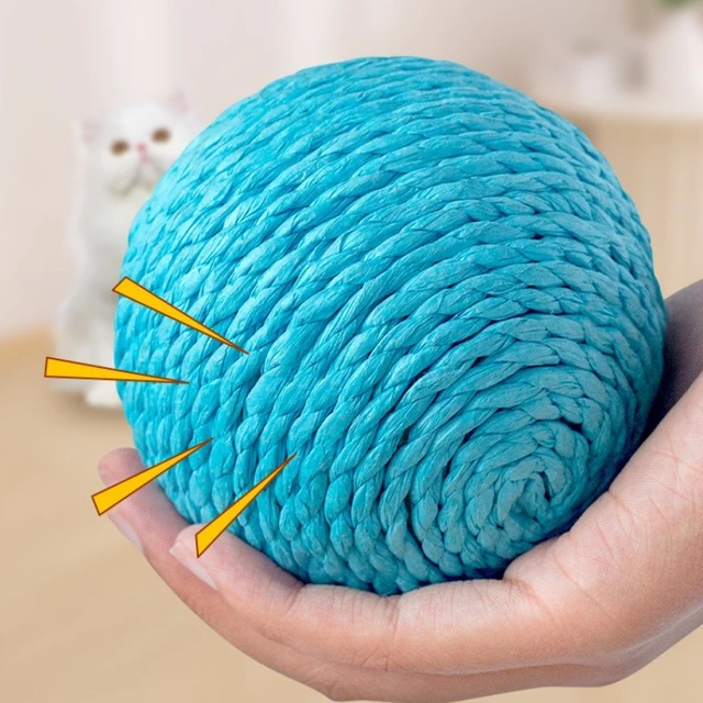 Cat Toy Ball 10cm Large Wear-resistant Paper Rope Sisal Cat Toy Ball Pets Interact and Bite Woven Ball 5