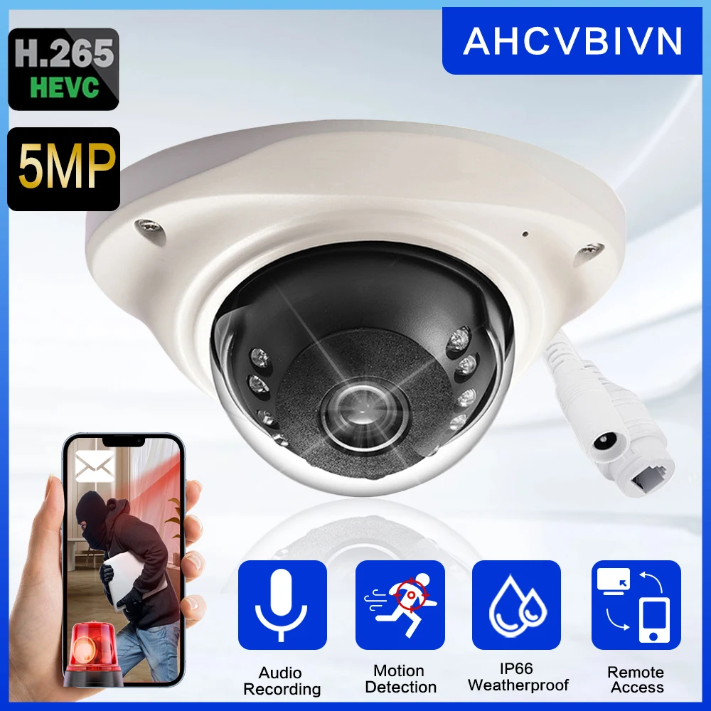 Ultra High Definition 5Mp Motion Detection Monitoraggio Video Di Sicurezza Dispositivo Impermeabile Esterno Dome Poe Ip Camera Infrared
