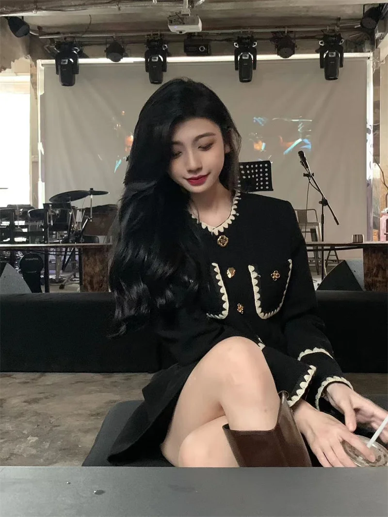 Autumn New Elegant Two-Piece Skirt Sets Women Korean Fashion Chic Crop Jacket Coat Solid Mini Skirt Female Clothing Y2K Outfits