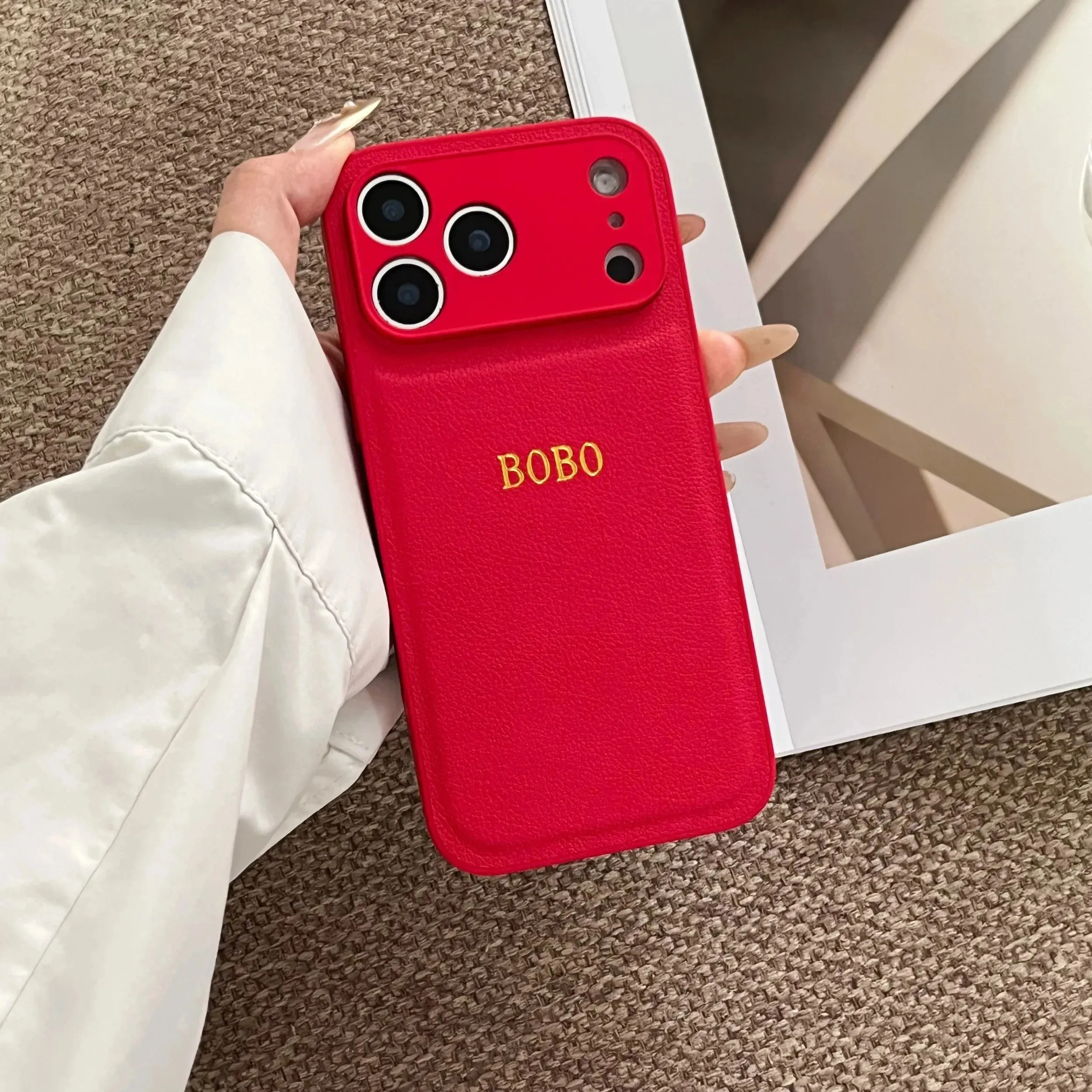 Personalized Luxury Classic Faux Leather Case with Gold Hot Foil Engraving