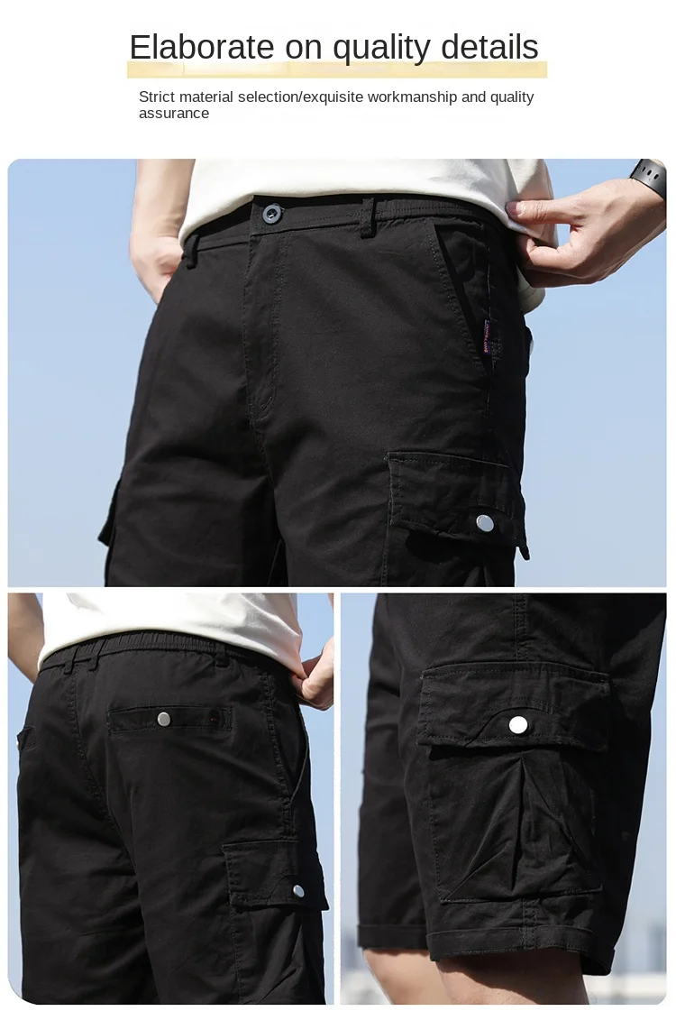Summer Men's Workwear pants 2024 New Solid Color Fashionable Multi Pocket Outdoor Casual Sports pants Men's Versatile Shorts
