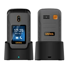 UNIWA V909T 4G Flip Phone 2.8 Inch Double Screen Feature Phone Russian Keyboard Clamshell Cellphone Big Push-Button 2250mAh X28