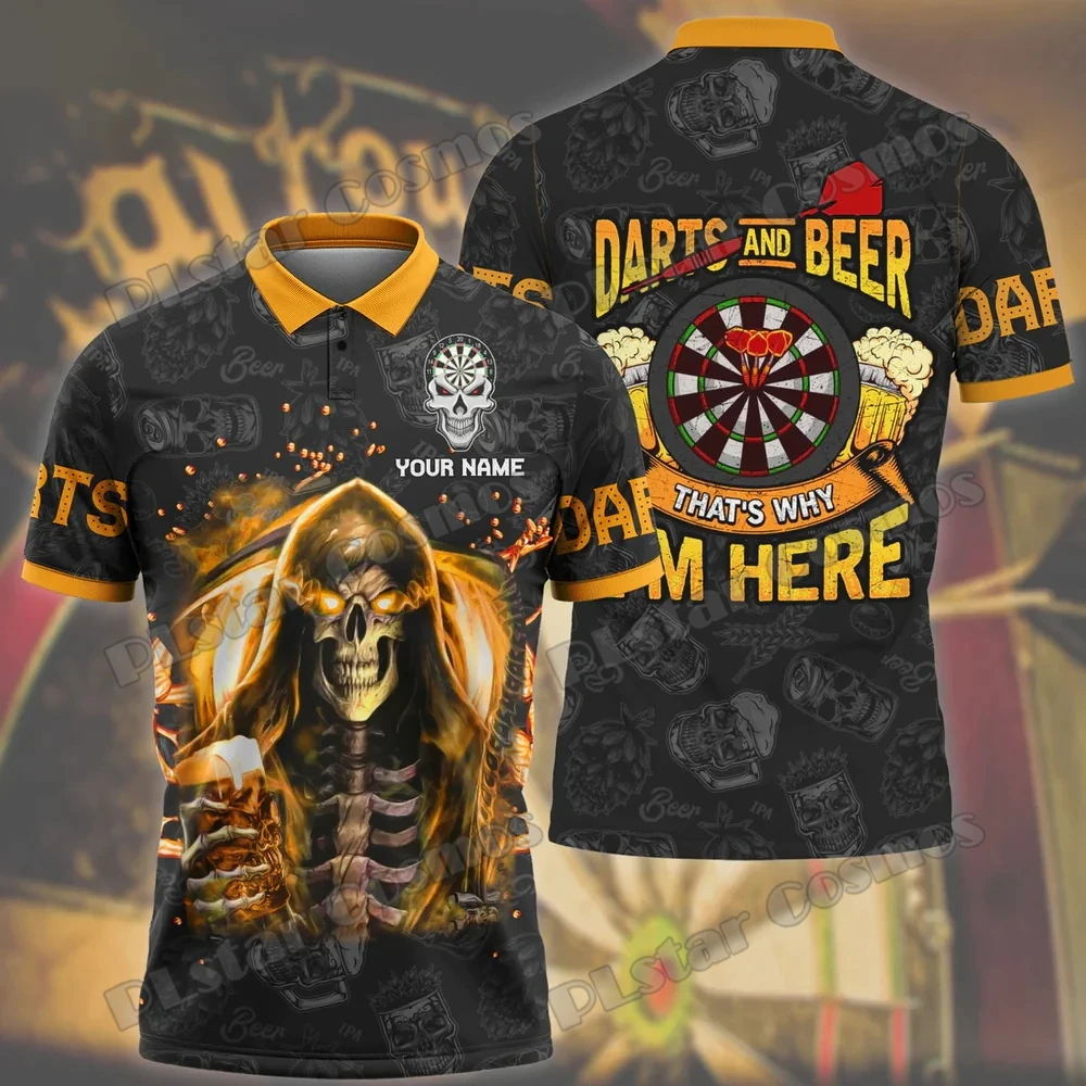 Nome personalizzato Camo Darts Pattern 3D stampato Polo da uomo Summer Street Casual t-Shirt shirt per Dart Team Player WK55 - immagine 5