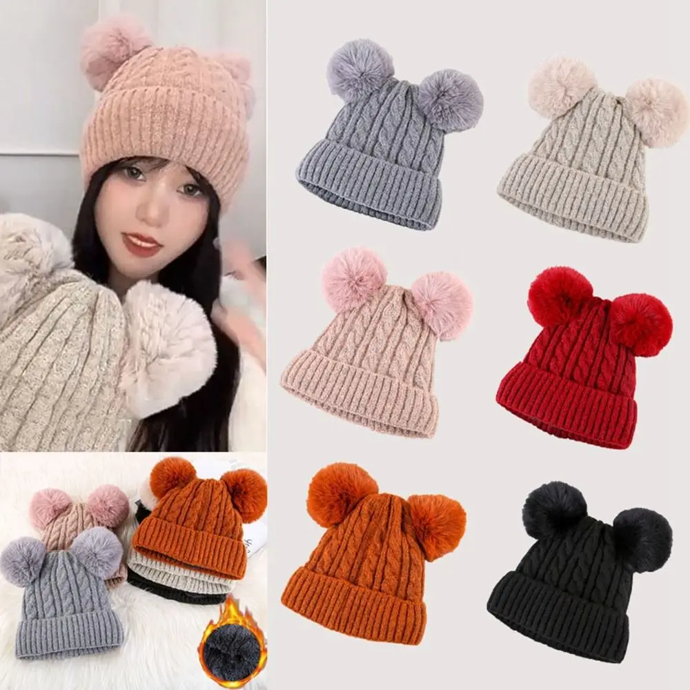 

Winter Warm Knitted Beanies New Solid Cute Casual Winter Autumn Hats Ladies Cap Outdoor