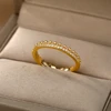 Bagues géométriques de luxe en Zircon pour femmes, en acier inoxydable, couleur or, anneau ouvert, tendance, fête de mariage, bijoux esthétiques, cadeau pour Femme
