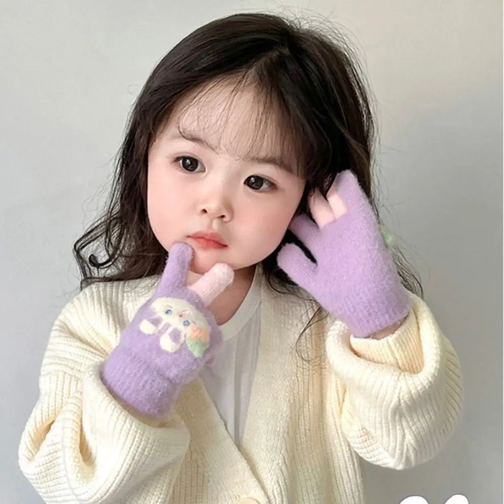 Knitted Winter Gloves for Kids Thickened Full Fingers