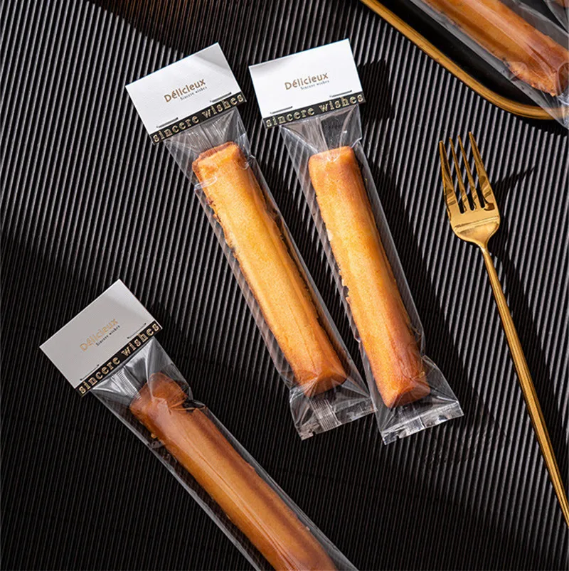 50 Stücke 4,5x22 cm Lange Transparente Klare Kunststoff Verpackungsbeutel Backen Dessert Finger Keks Klebreis Boot Verpackung