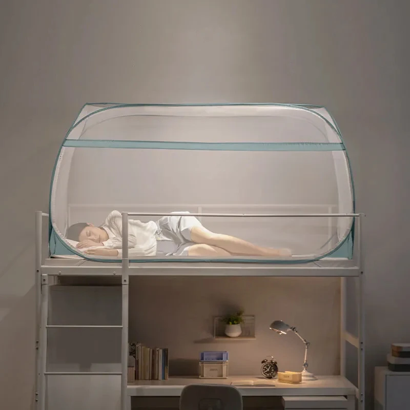 Moustiquaire pour lit superposé à Double fermeture éclair, dortoir d'étudiants, Installation gratuite, moustiquaire pour yourte, porte simple, lit simple 3