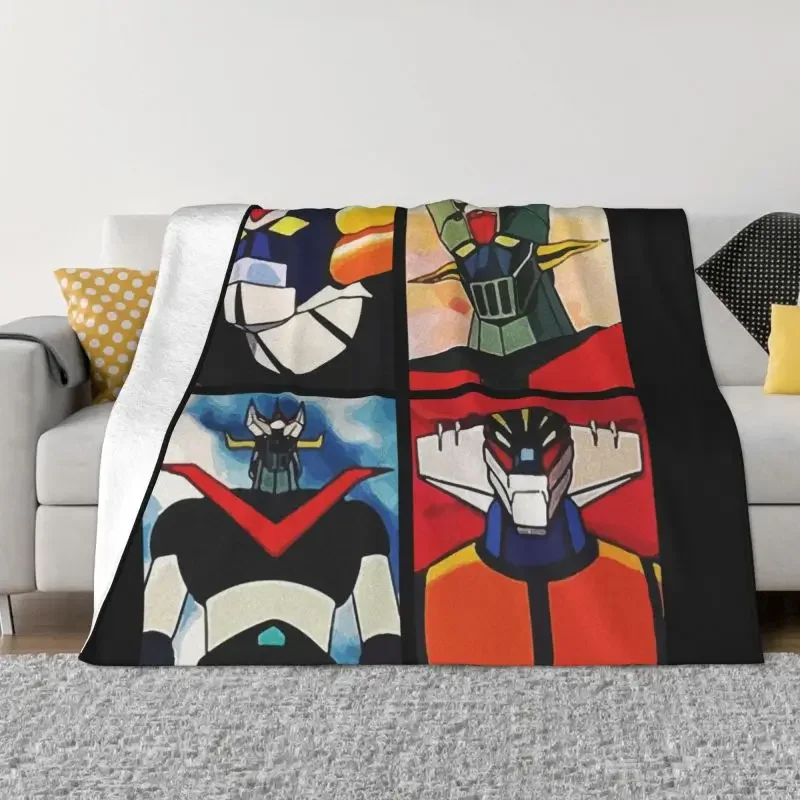 

Grunge Mazinger Z Blankets Warm Flannel Japanese Anime Super Robot Manga Throw Blanket for Bedding Travel Sofa