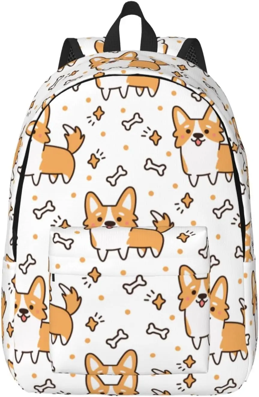 

Cute Corgi Large Backpack Laptop Casual Travel Daypack Bag for Men Women Lightweight Camping Bag
