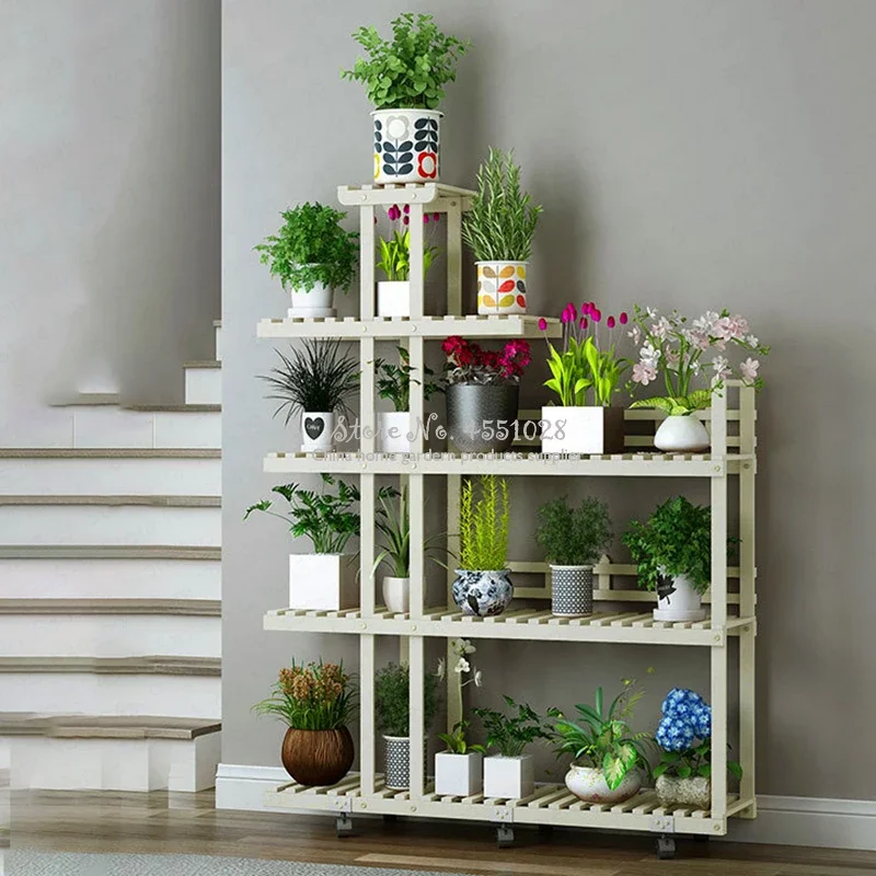 Last One Wood Flower Rack Plant Stand Shelves Bonsai Display Shelf Indoor Yard Garden Patio Balcony Flower Stands Plant Shelves