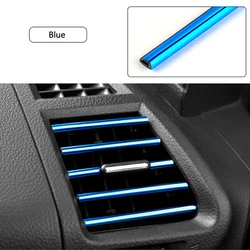 Car Air Conditioner Decorative Soft Strip Accessories - Universal U-Shaped Design, 10 PCS Set (Blue)