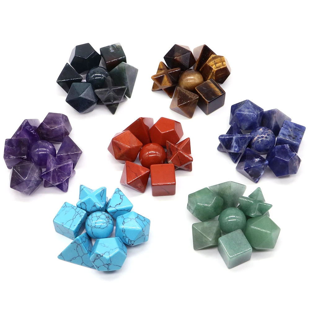 

7PCS Polyhedral Natural Crystal Table Game Interaction Toys Role Playing Toys Reiki Healing Quartz Energy Chakra Home Decoration