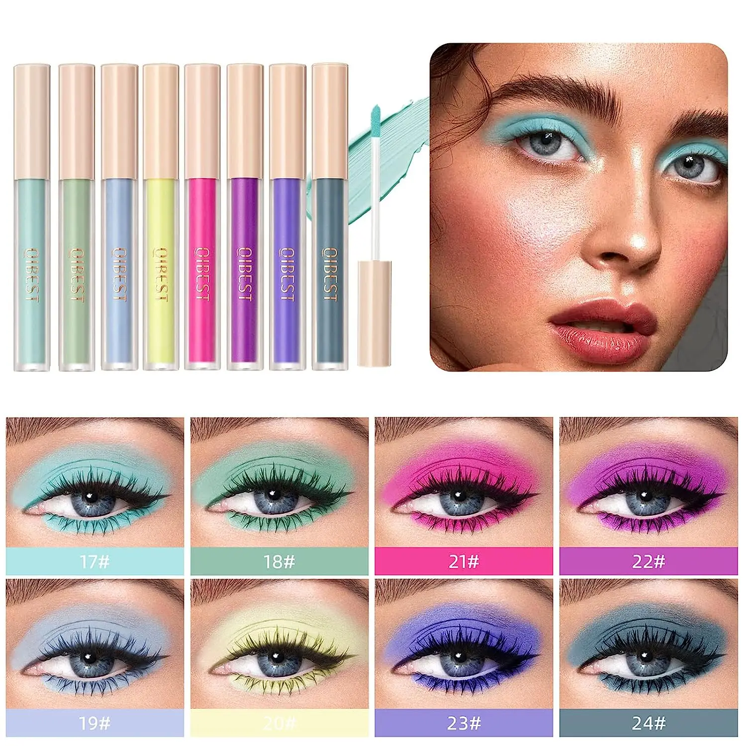 QIBEST 8 Colors Matte Liquid Eyeshadow Set Waterproof Long Lasting Eye Shadow Set Nude Eye Pigment Korean Makeup For Women 3