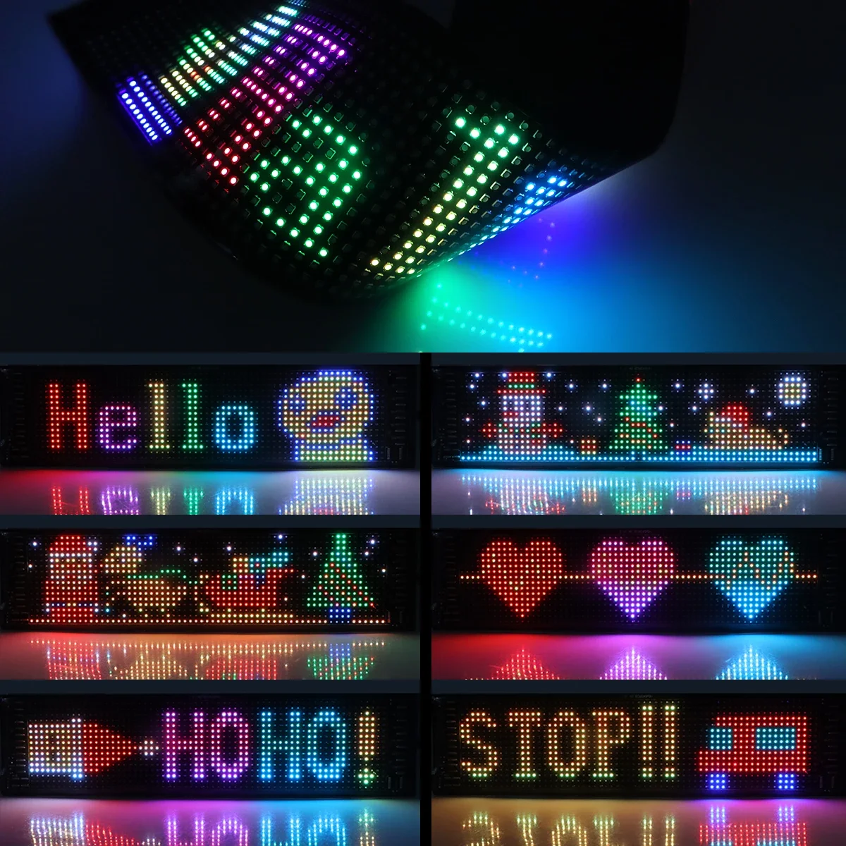 Фото Новая Светодиодная панель USB 5 В, Bluetooth, модифицируемое приложение RGB с рисунком граффити, прокрутка текста, анимационный дисплей для автомобиля/магазина №5