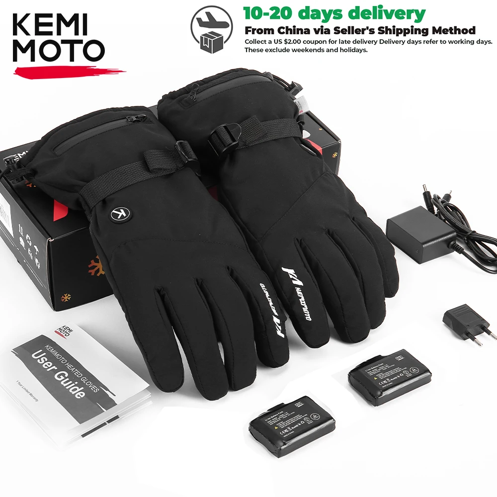 Kemimoto Verwarmde Handschoenen Winter Sneeuwscooter Scooter Moto Skiën Handschoenen Waterdicht Touchscreen Oplaadbare Batterij Jacht Vissen