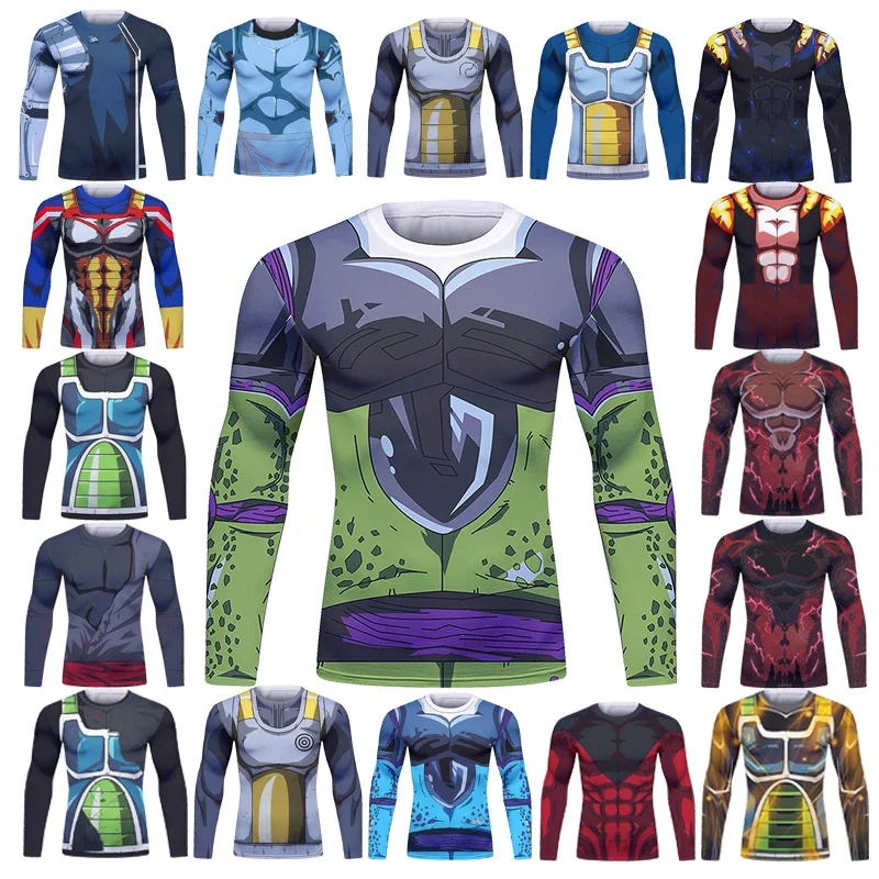 BJJ Fight Rashguard Men's Sports T-shirt Tops Fitness Printed Sublimation Boxing MMA Compression Tights Long Sleeve T-Shirts sports apparel mens t shirt