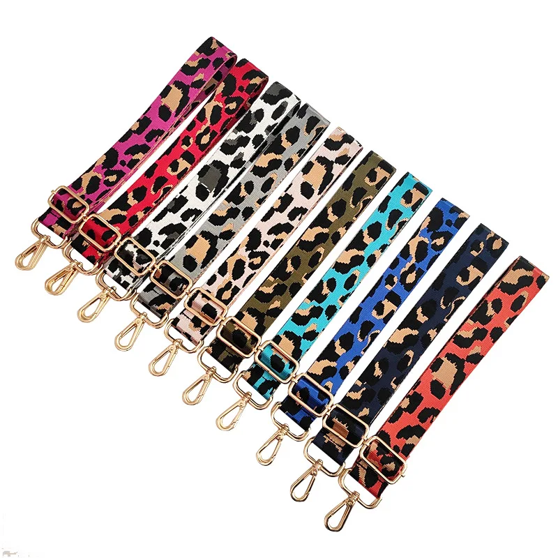 2023 New Winter Long Wide Bag Strap Colorful Tiger Jacquard Sexy Leopard Print Shoulder Fashion Adjustable Accessory Replaceable