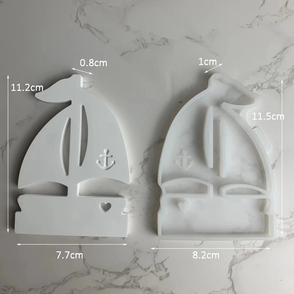 Drift Bottle Sailing Ornaments Candle Holder Silicone Mold DIY Sail Boat Cement Gypsum Clay Pouring Resin Mold Home Decoration