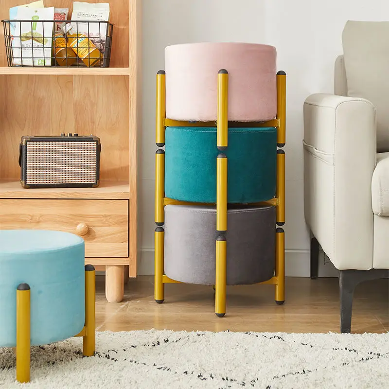 

Home Small Stool Living Room Furniture Coffee Table Round Stool Changing Shoe Stool Sofa Stool Ottomans Removable and Washable