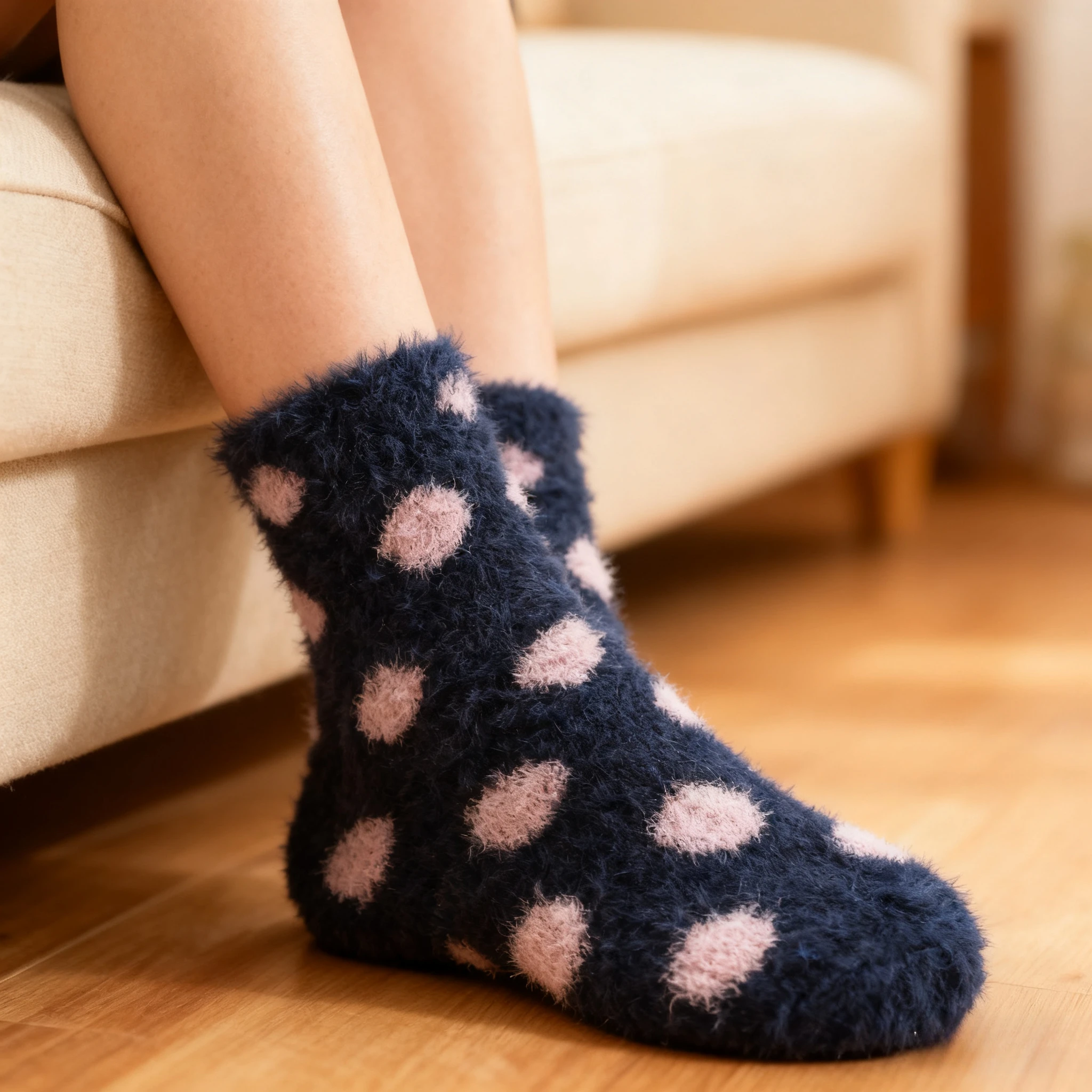 Winter  Cute Plush Dot Socks Women Winter Soft Stocking Medium Thickened Sock Cloud Plush Mink Plush Socks