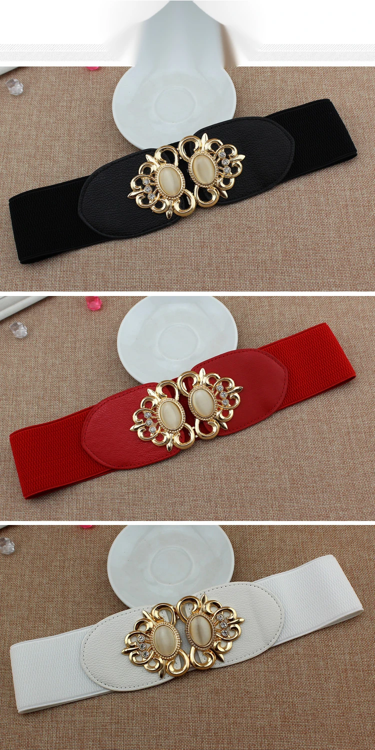 Cintura versatile da donna Cintura elastica Cintura alla moda Cintura da donna con gonna intarsiata in doppio opale Cinghie decorative_voghion.com