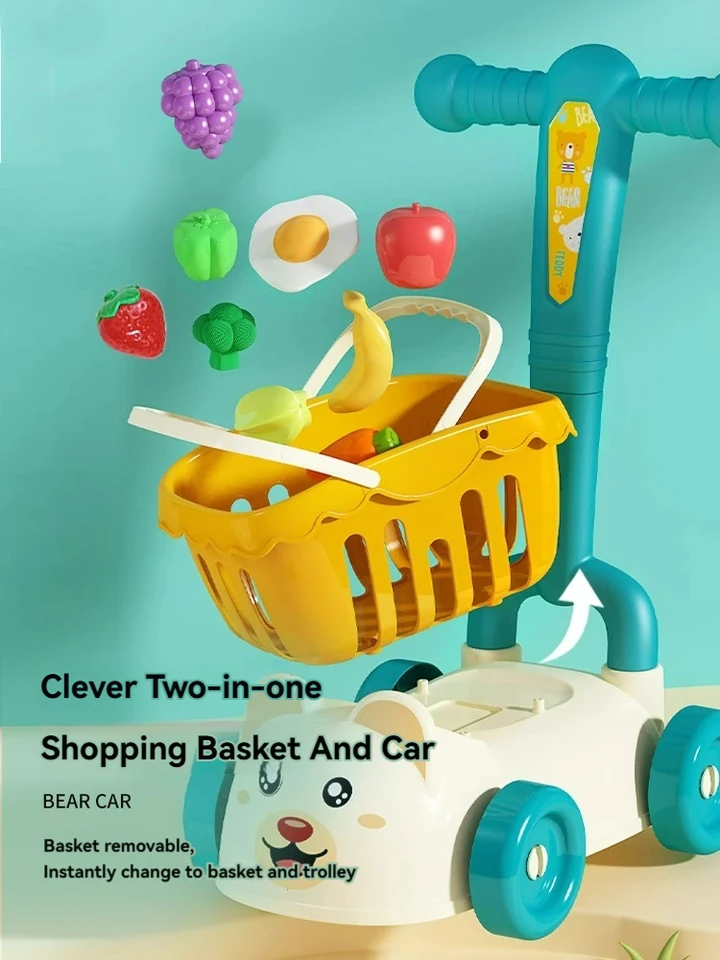 Siuwddee Carrello Spesa Giocattolo Per Bambini - Con Frutta E Verdura Per Giochi Educativi