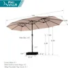 15ft Large Patio Umbrella with Base, Double-sided Outdoor Umbrella, Beige 6