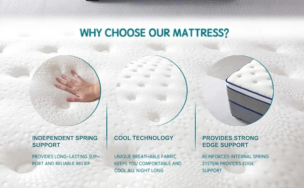 Rimensy mattress cooling gel memory foam hybrid pocket innerspring isolation edge support