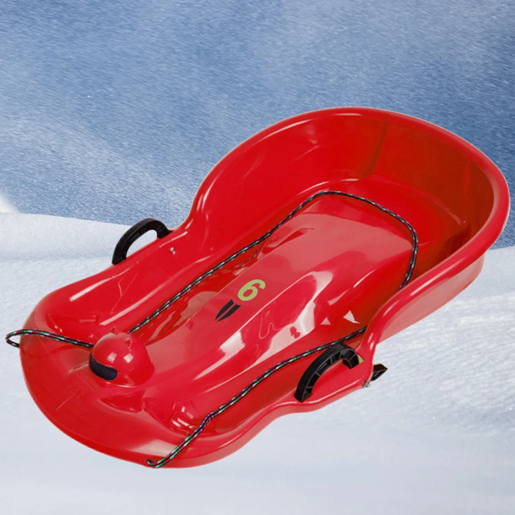 Toboggan Snow Sled Plastic Snow Sled 2Handles Kid Downhill Sprinter Toboggan Grass Sand Slider Luge