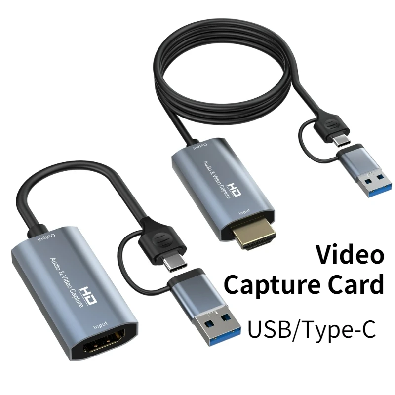 Nku 4K Video Capture Card HDMI-Compatible To USB/Type-C Video Grabber Recorder Cable for PC Computer Camera Live Streaming Game