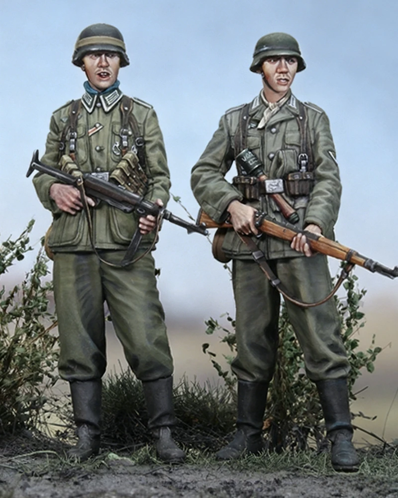 1/35 스케일 다이캐스트 수지 피규어 모델 키트 독일 보병 세트 2 피규어(각각 2개의 머리) 조립되지 않고 도색되지 않음