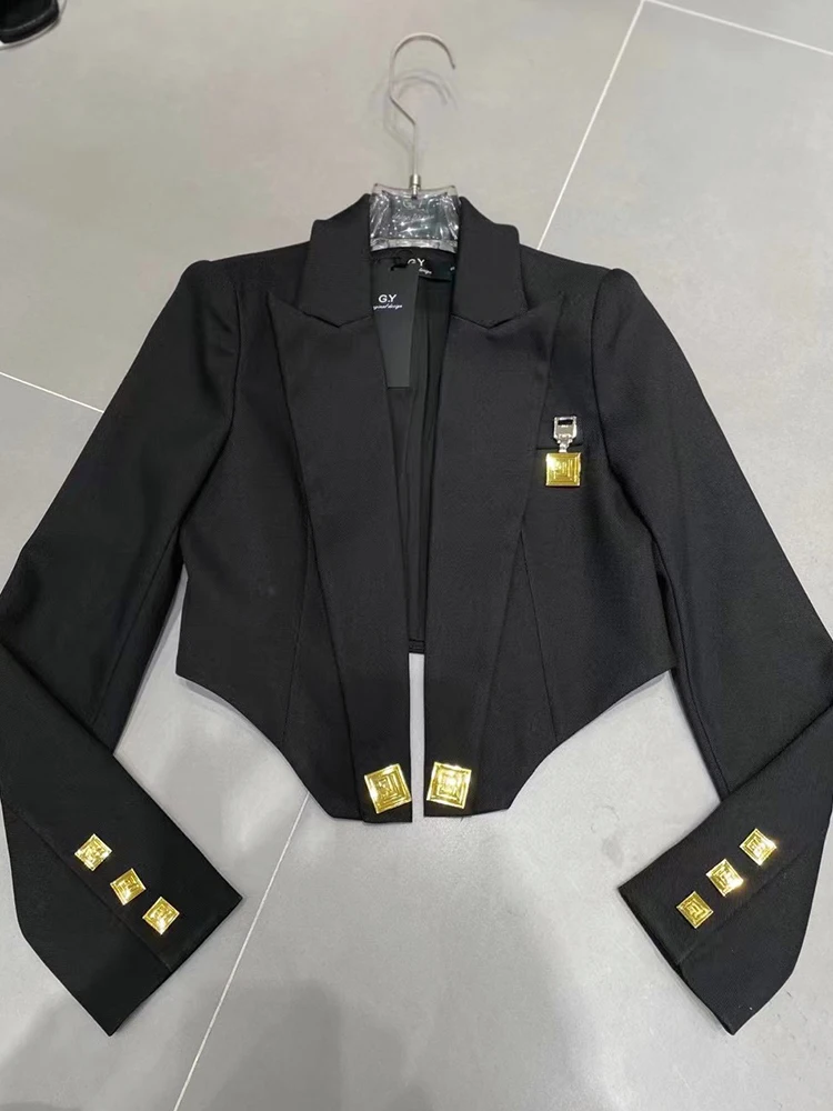 

HIGH STREET Newest 2024 Designer Jacket Women's Metal Square Button Cape Jacket